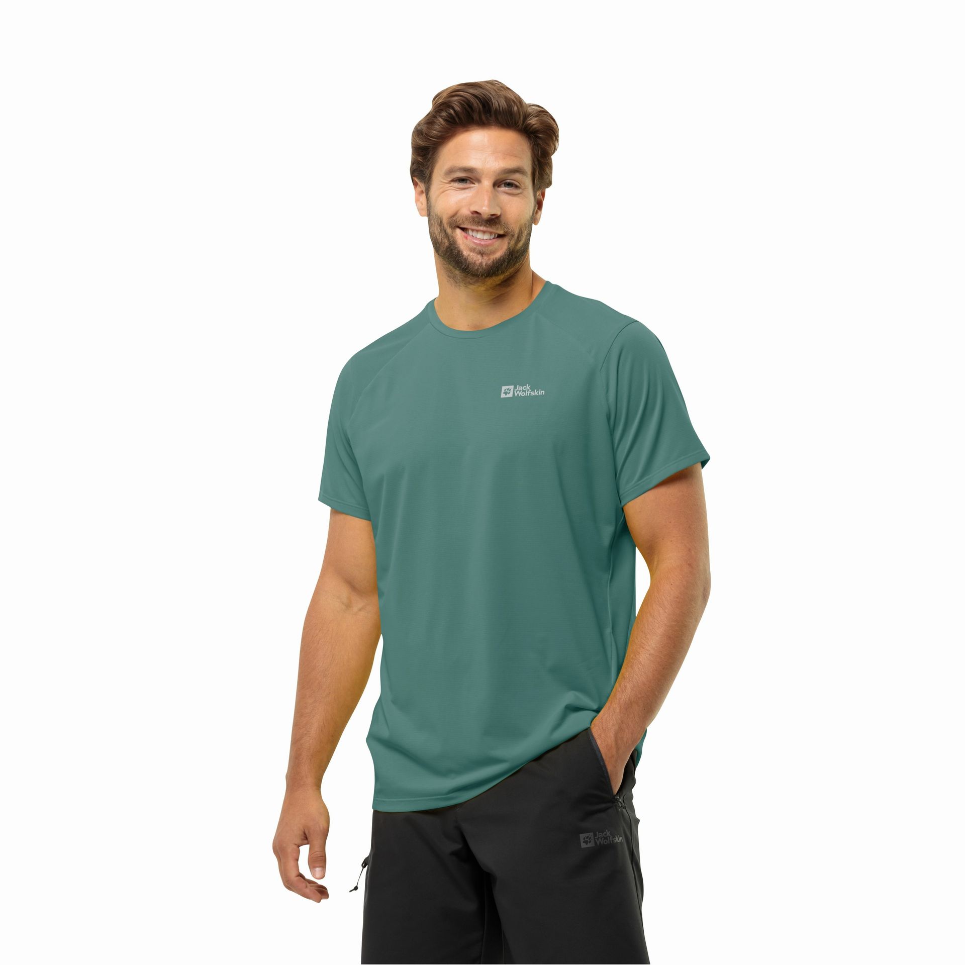 Męska koszulka Jack Wolfskin PRELIGHT TRAIL T M jade green - S