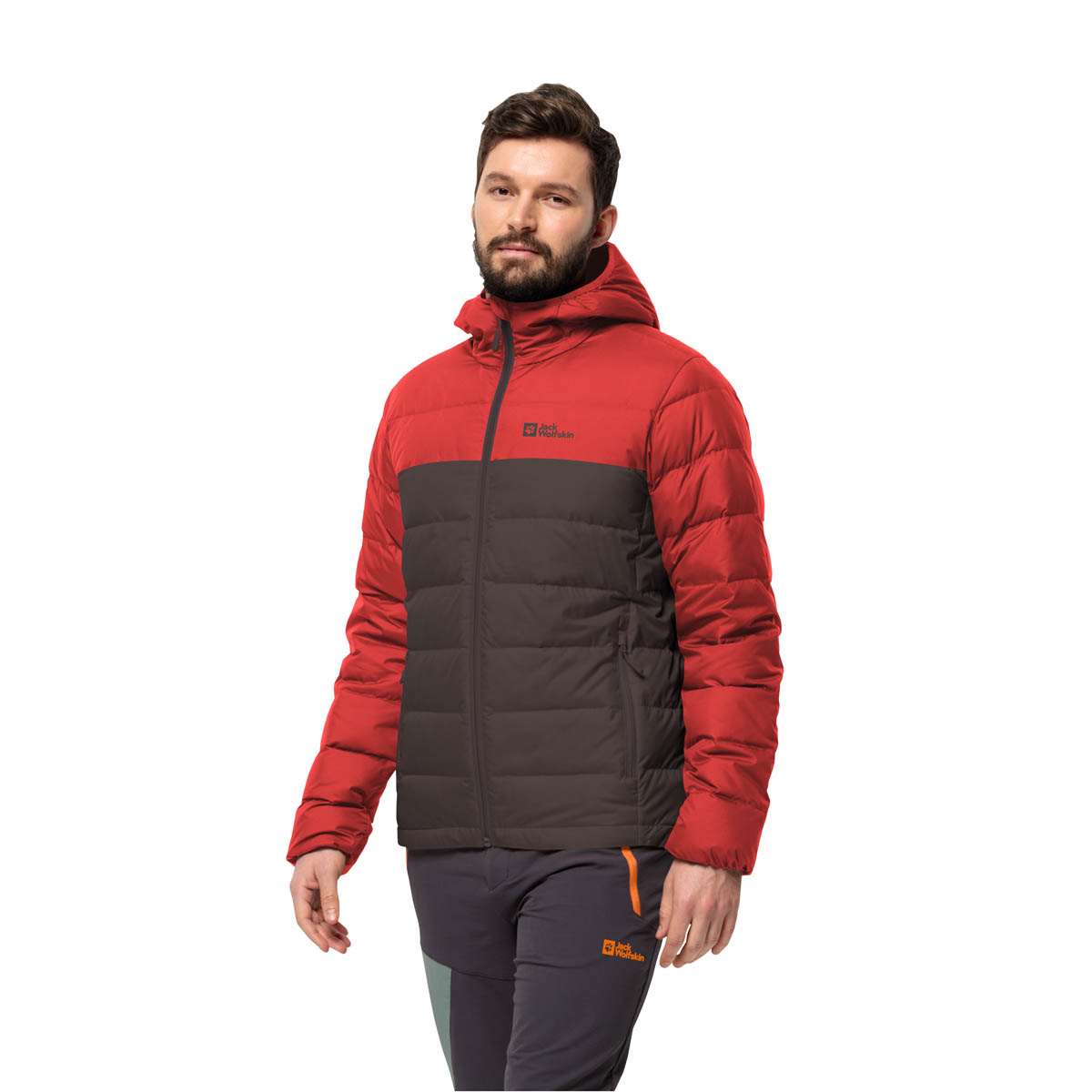 Męska kurtka puchowa Jack Wolfskin ATHER DOWN HOODY M red earth - M