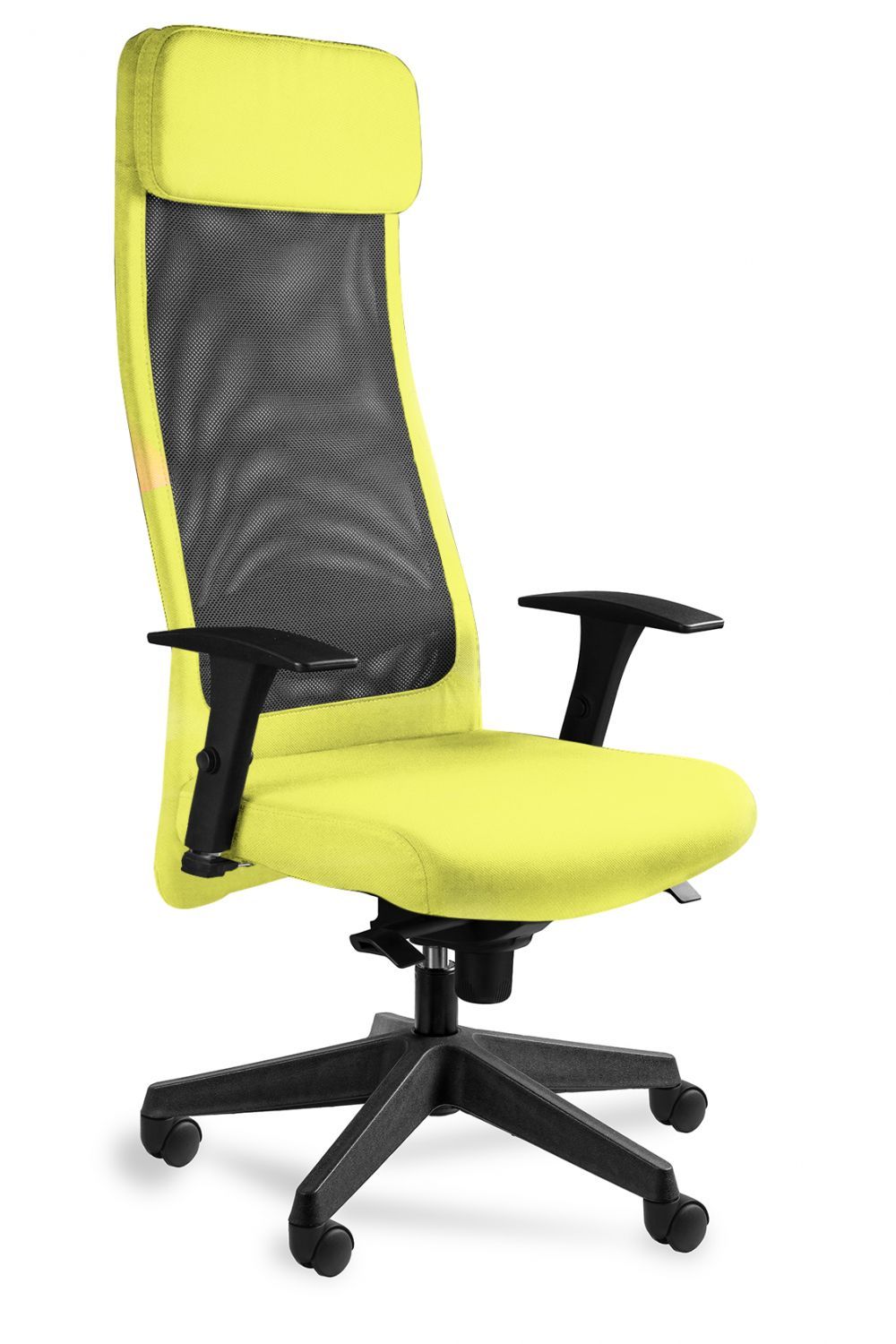 Fotel biurowy, ergonomiczny, Ares Mesh, czarny, mustard