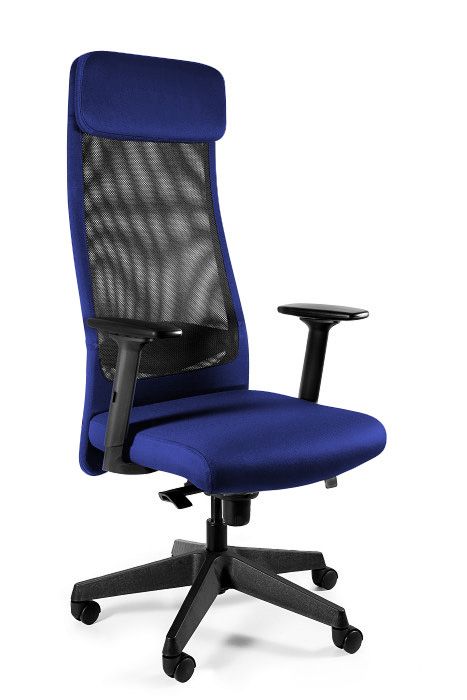 Fotel biurowy, ergonomiczny, Ares Mesh, czarny, royalblue