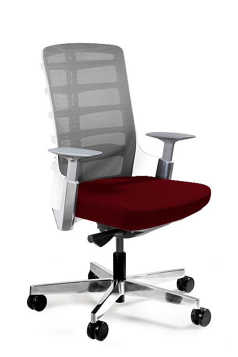Fotel biurowy, krzesło obrotowe, Spinelly M, biały, deepred