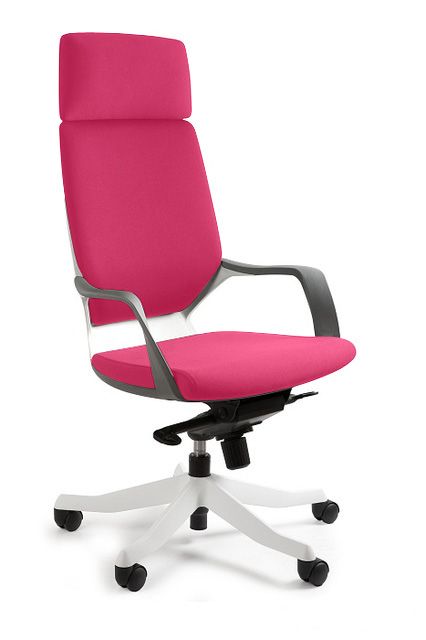 Fotel, krzesło biurkowe, Apollo, biały, magenta
