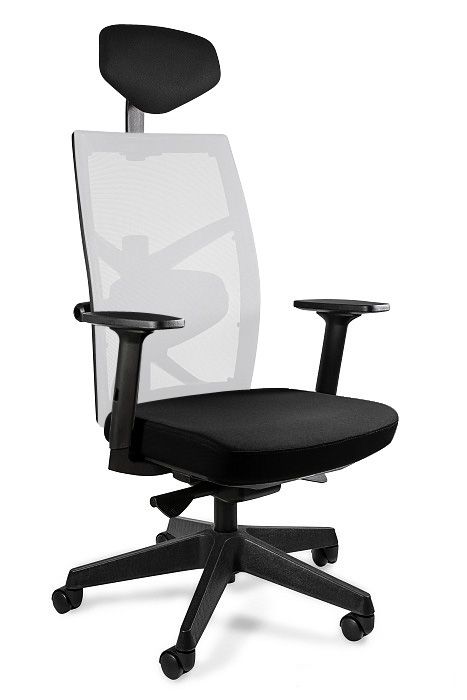 Fotel biurowy, ergonomiczny, Tune, czarny, biały