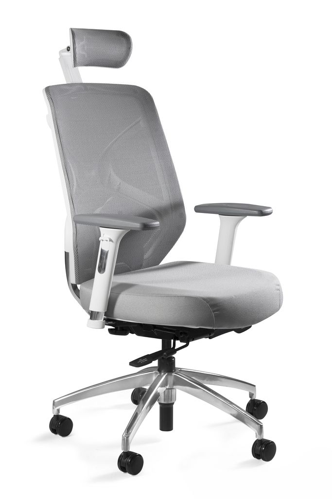 Fotel biurowy, ergonomiczny, Hero, biały, szary