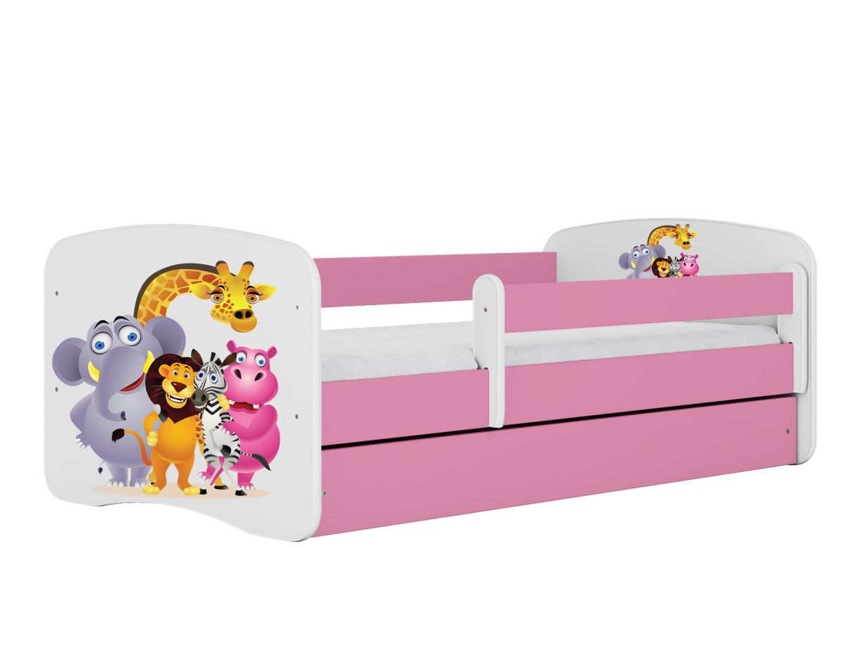 Łóżko dla dziecka, barierka, Babydreams, zoo, różowe