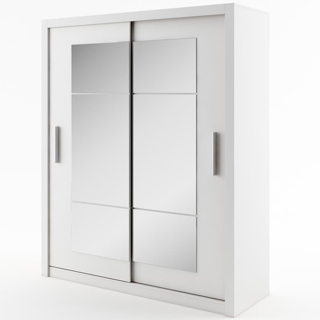 Szafa przesuwna, 2 lustra, Idea, 180x60x215 cm, biel, mat