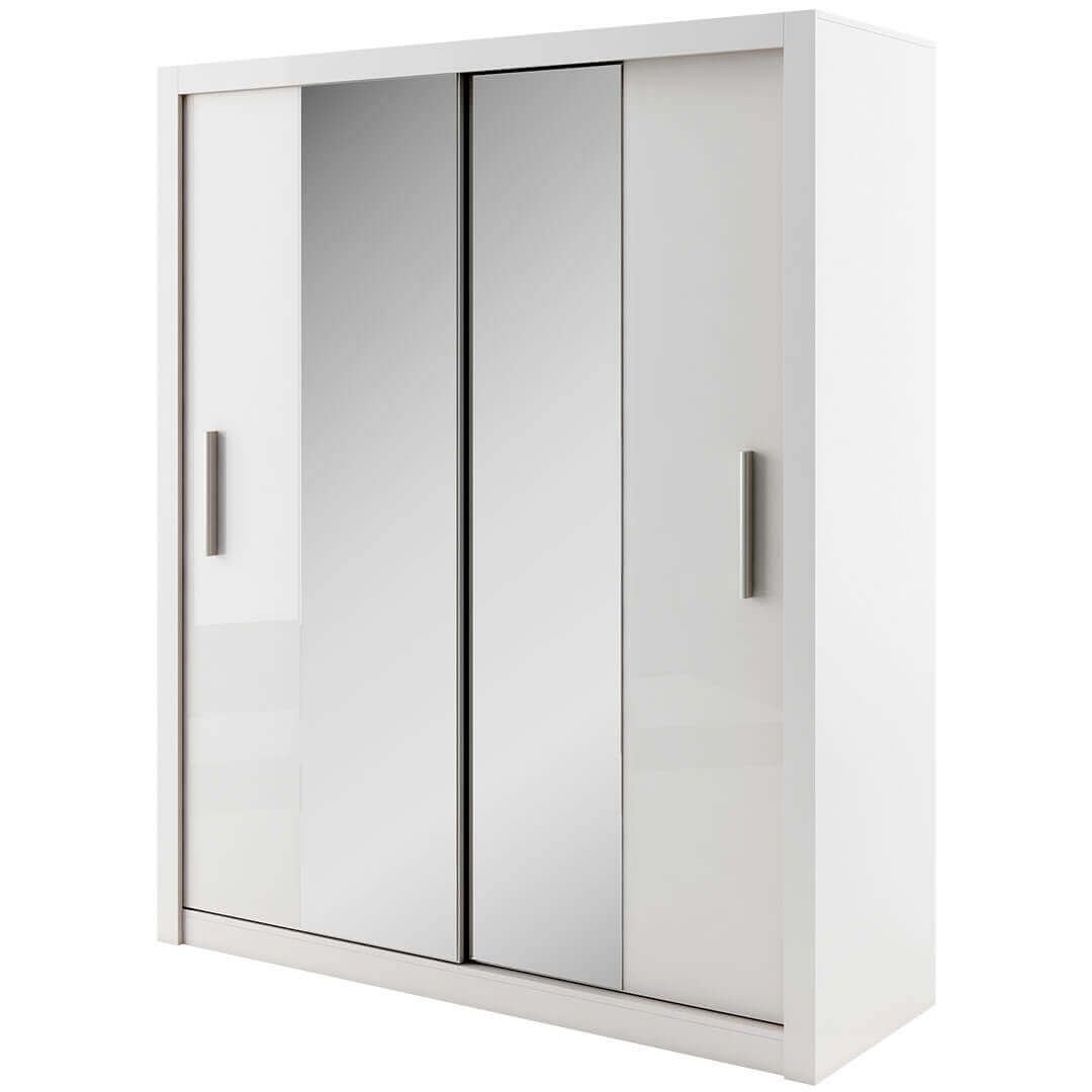 Szafa przesuwna do sypialni, lustro, Idea, 180x60x215 cm, biel, mat