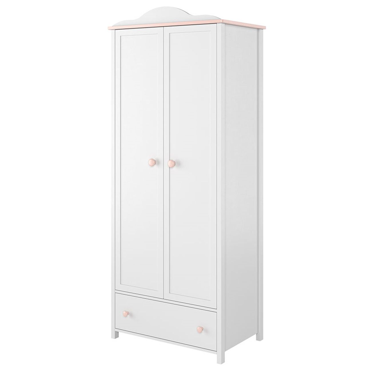 Szafa do pokoju dziewczynki, Luna, 85x52x196 cm, biel, różowy, mat