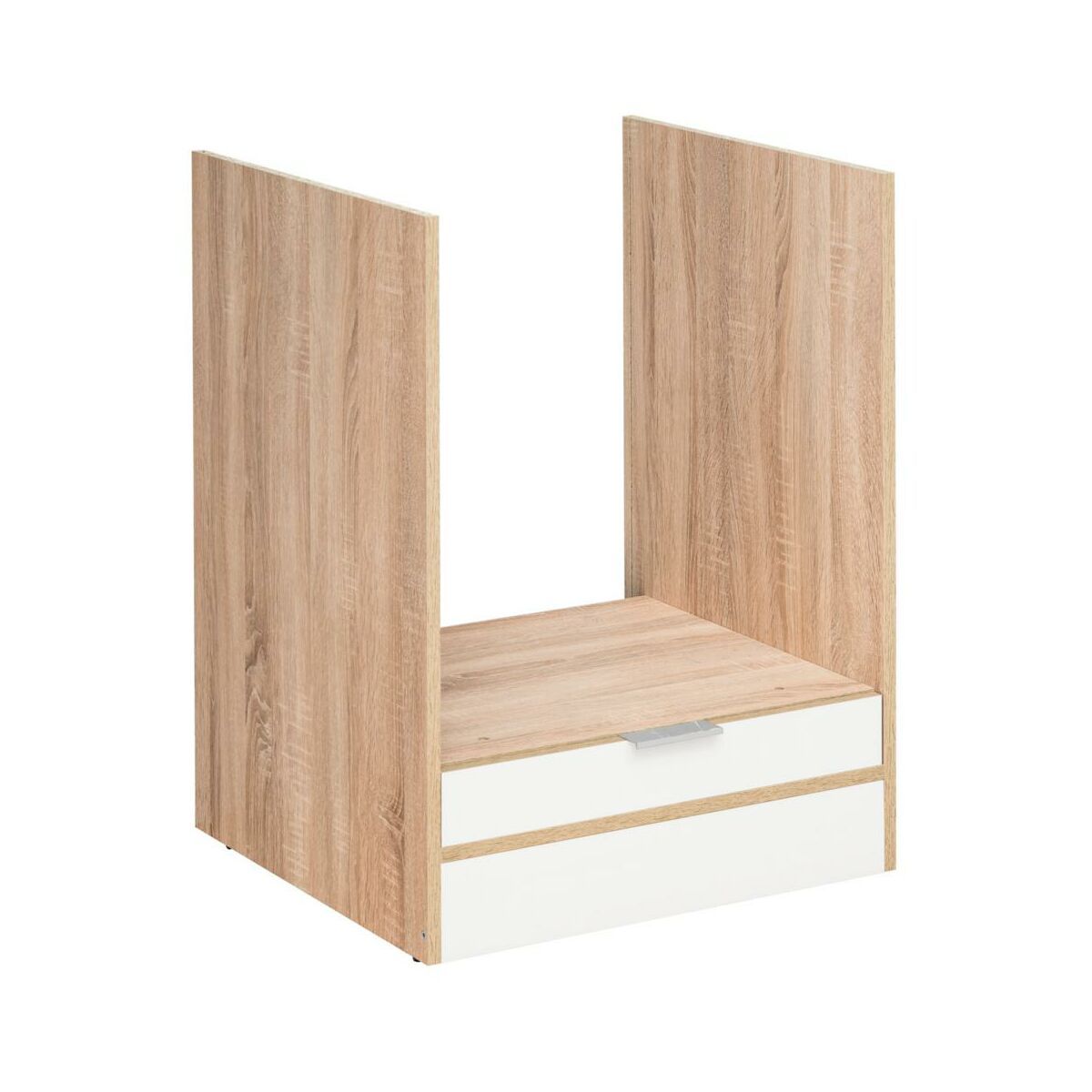 Szafka pod piekarnik, Vanessa, 60x56x81 cm, biel, dąb sonoma, połysk