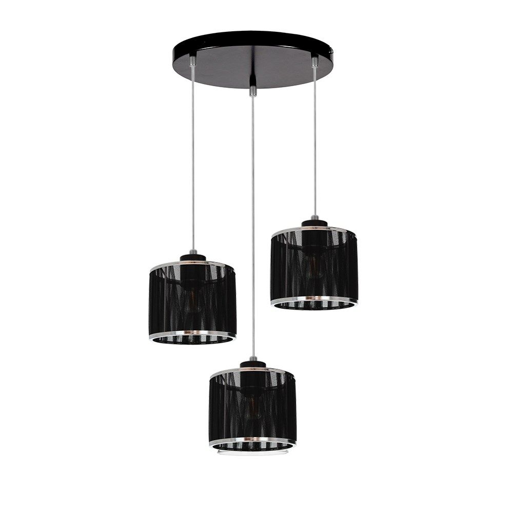 Lampa wisząca 3-punktowa, Anina, 35x110 cm, czarny, transparentny, chrom