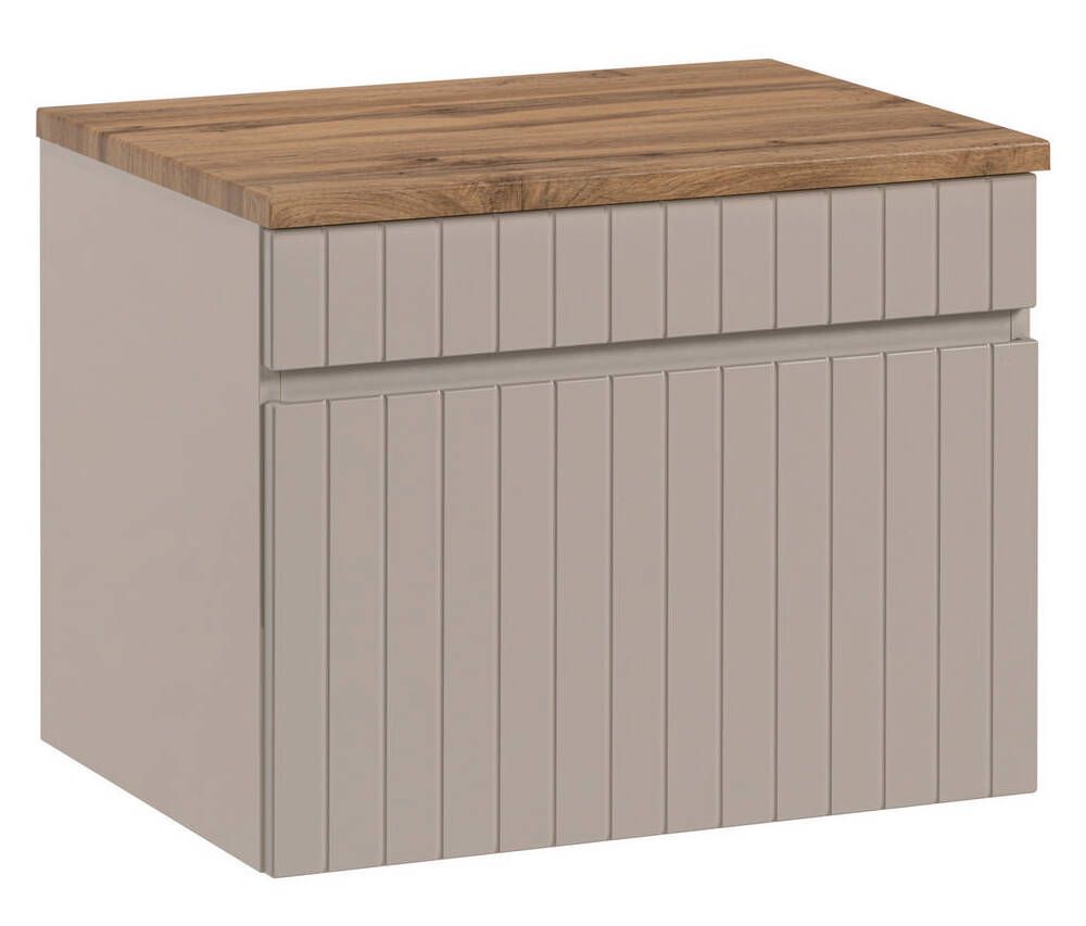 Szafka pod umywalkę z blatem, Iconic, 60x46x46 cm, beżowy, mat