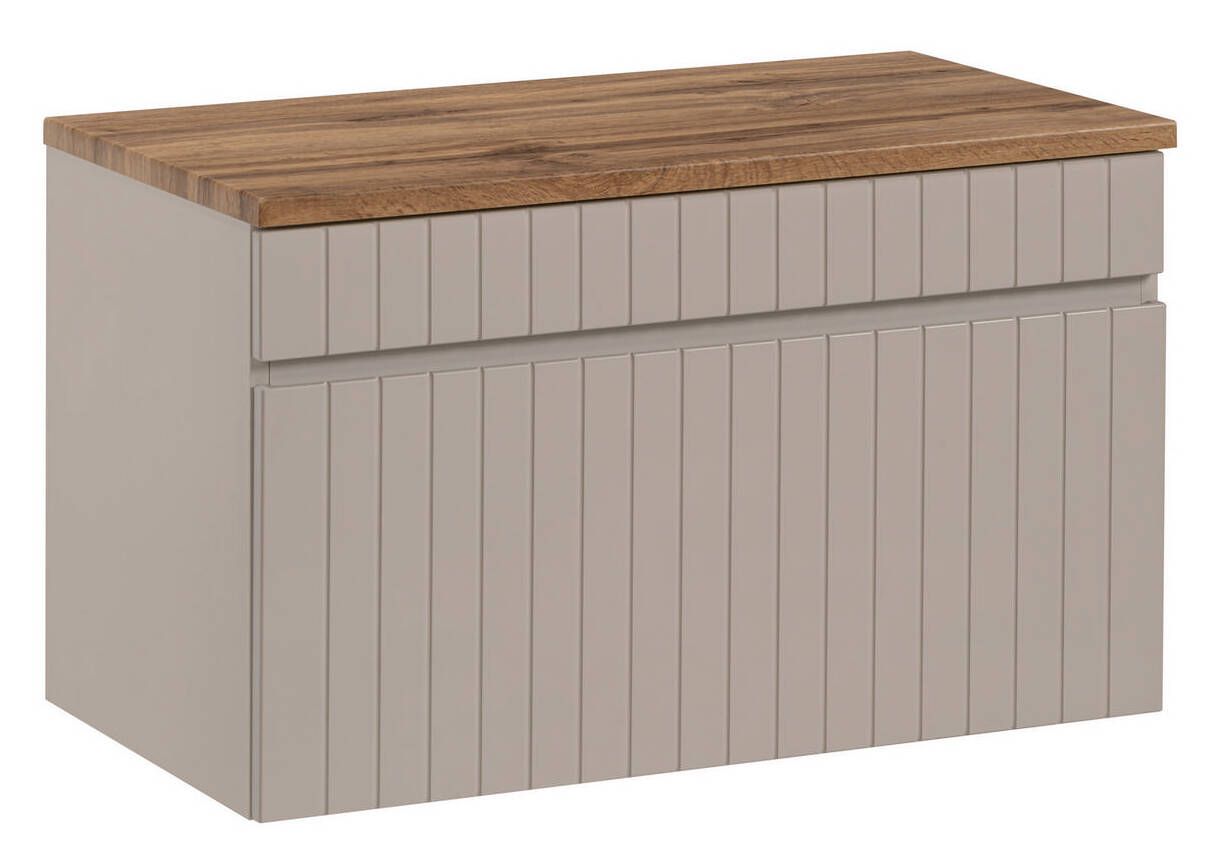 Szafka pod umywalkę, łazienkowa, Iconic, 80x46x46 cm, beżowy, mat