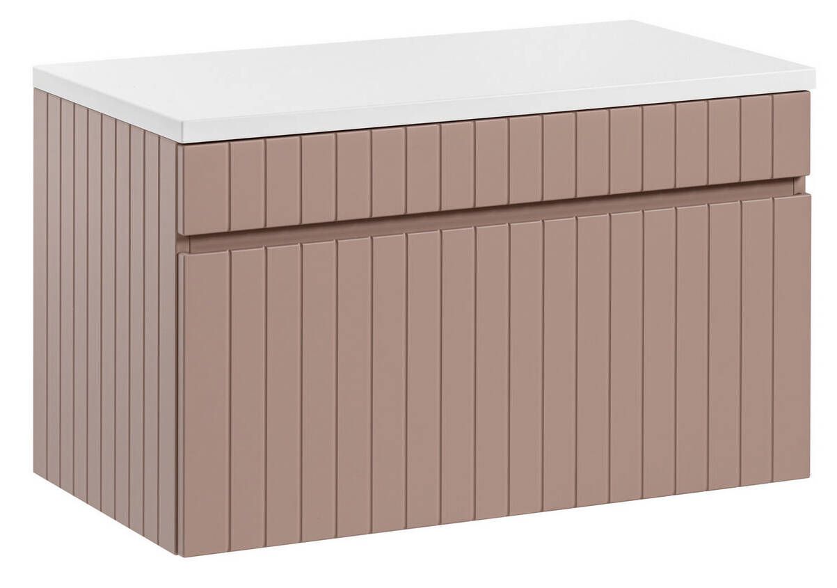 Szafka pod umywalkę, łazienkowa, Iconic, 80x46x46 cm, różowy, mat