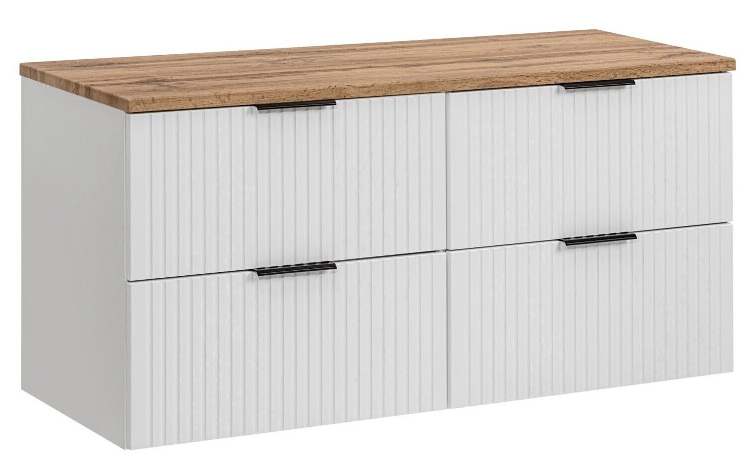 Szafka pod umywalkę z blatem, Adel, 120x46x57 cm, biały, dąb wotan, mat
