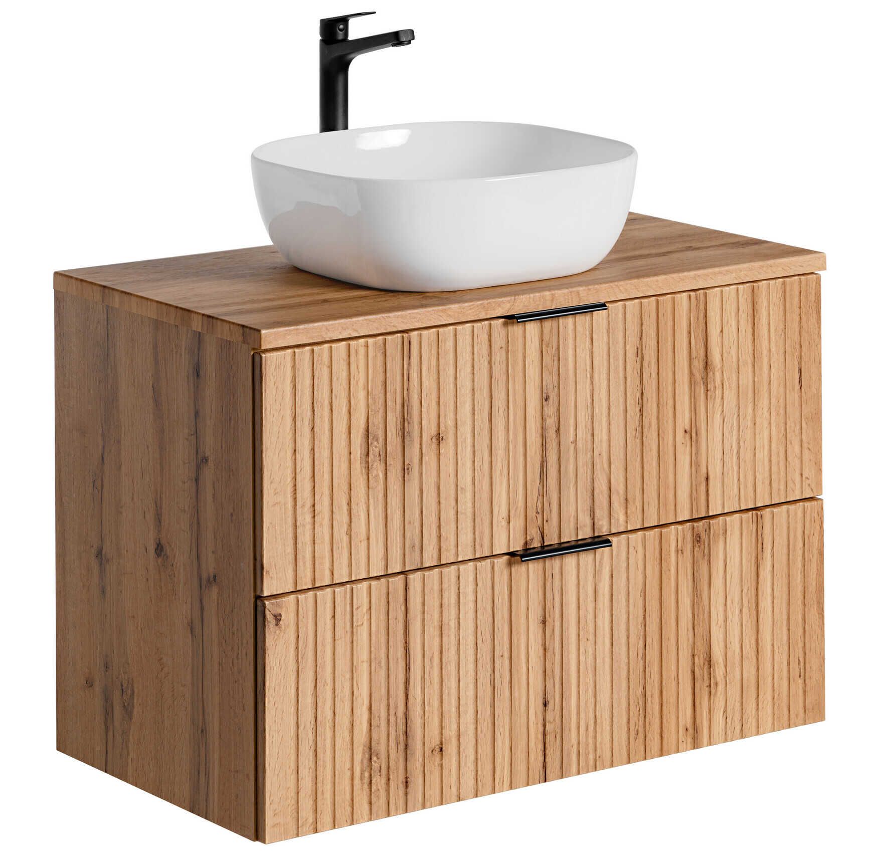 Szafka łazienkowa z umywalką, Adel, 80x46x57 cm, dąb wotan, mat