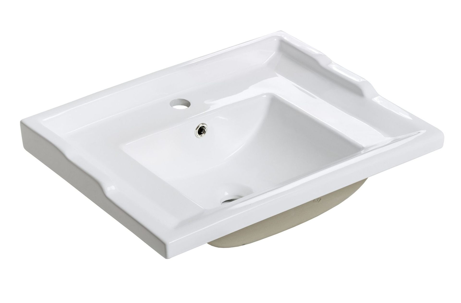 Umywalka ceramiczna, łazienkowa, Retro, 61x46x22 cm, biały