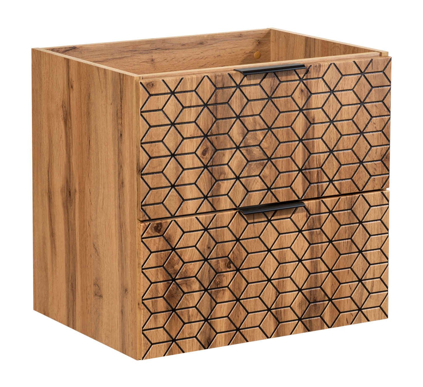 Szafka wisząca pod umywalkę, Diamond, 60x46x57 cm, dąb wotan, mat