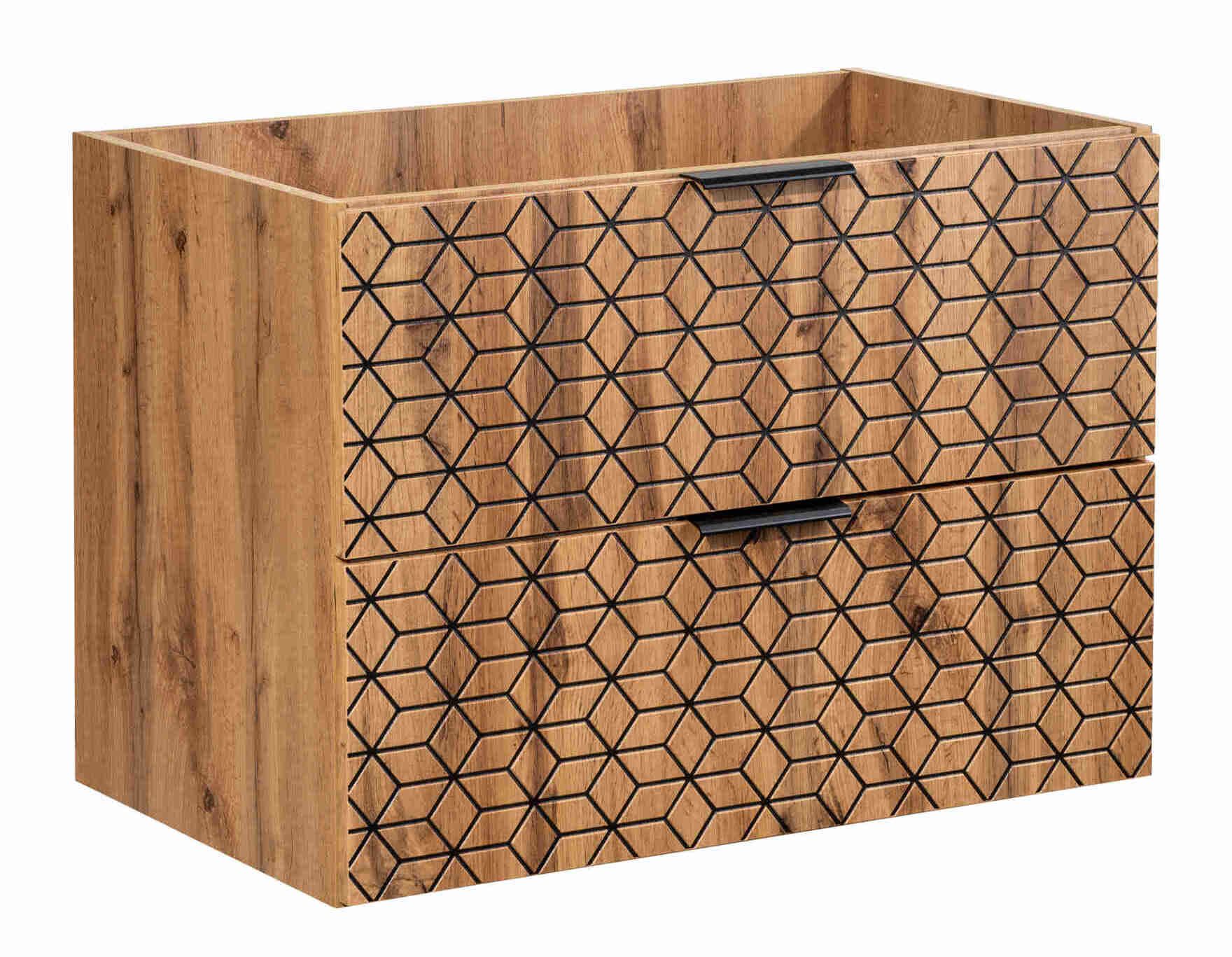 Szafka wisząca pod umywalkę, Diamond, 80x46x57 cm, dąb wotan, mat