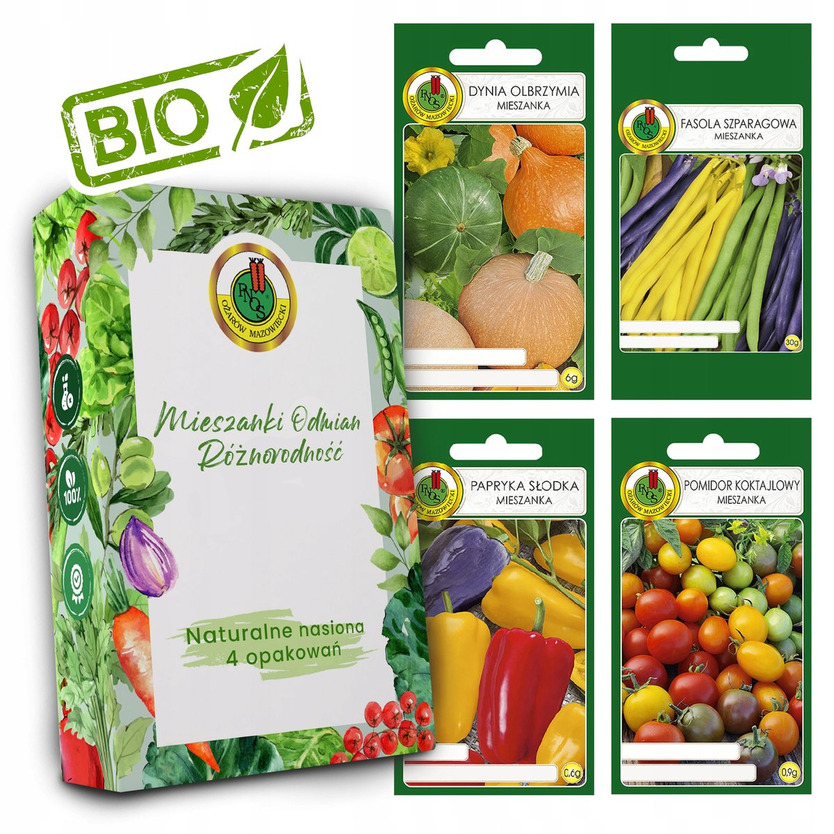 NASIONA WARZYW PNOS Zestaw Dynia Papryka Fasola Pomidor 4 Opakowania