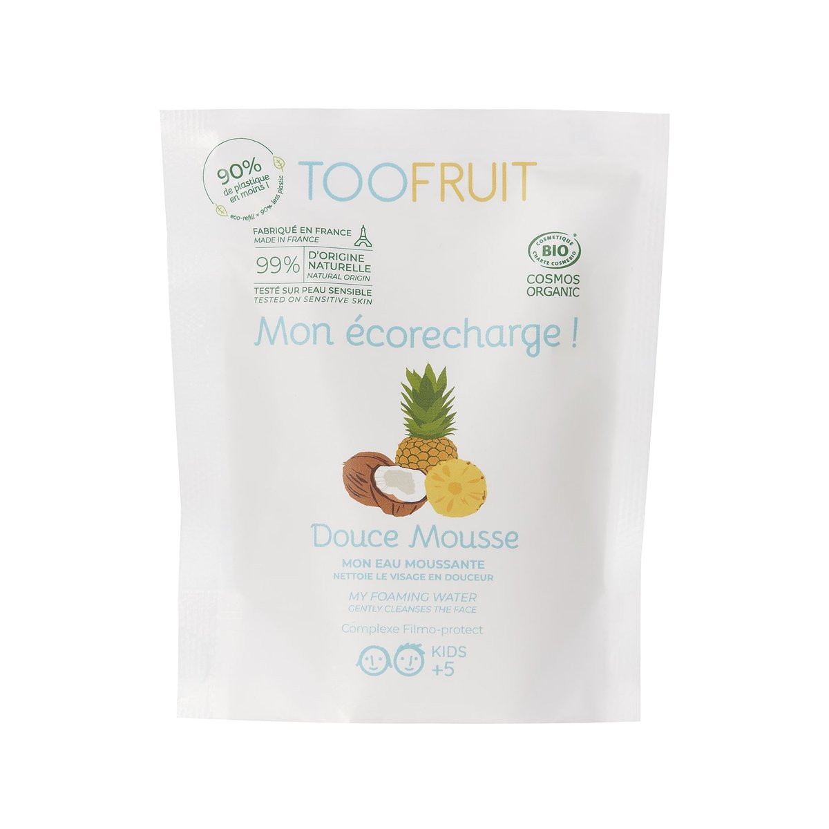 Pianka do mycia twarzy dla dzieci Refill - ANANAS - KOKOS - 100ml - Toofruit