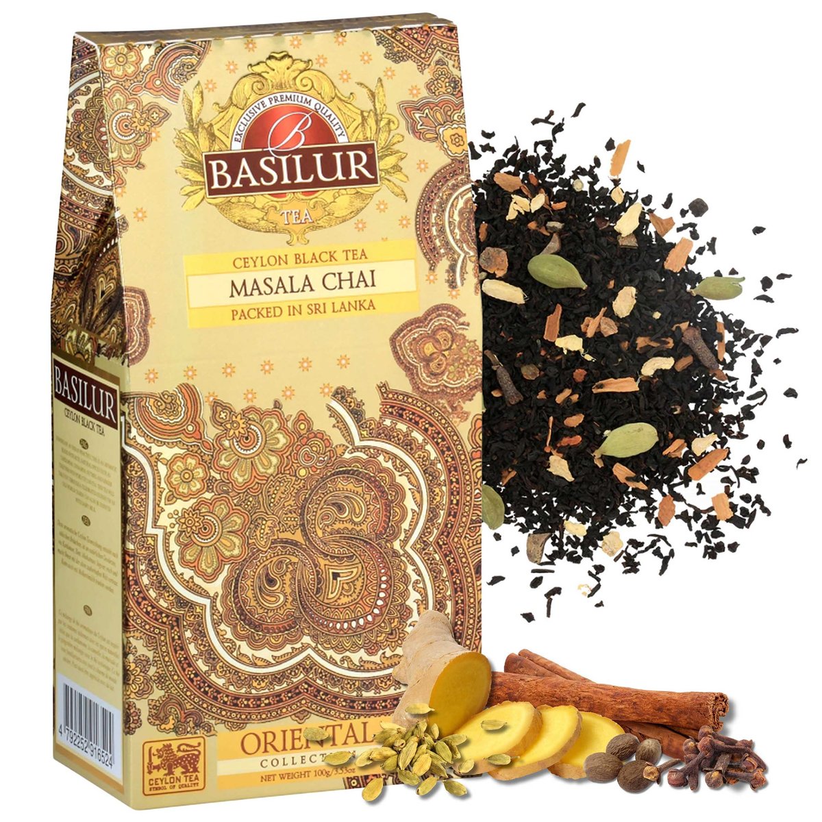 BASILUR Masala Chai - Czarna liściasta herbata cejlońska z naturalnym aromatem przypraw, 100 g x1