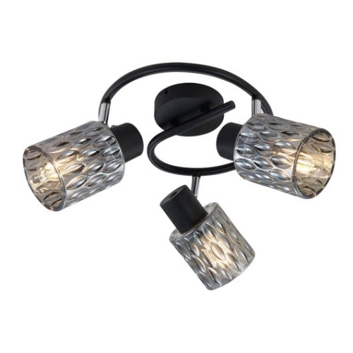 BILL LAMPA SUFITOWA SPIRALA CZARNY 3X40W E27 KLOSZ DYMIONY