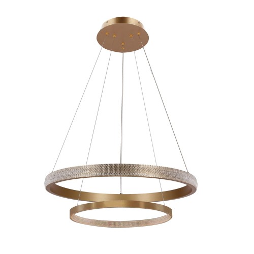 HASHIM LAMPA WISZĄCA 60+40CM ZŁOTY 22W+34W LED KLRYSZTAŁKI BEZBARWNE