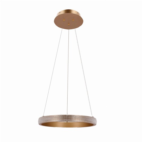 HASHIM LAMPA WISZĄCA 40CM ZŁOTY 22W LED KLRYSZTAŁKI BEZBARWNE