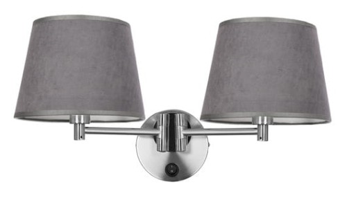 IBIS LAMPA KINKIET SATYNOWY 2X40W E14 ABAŻUR GRAFITOWY