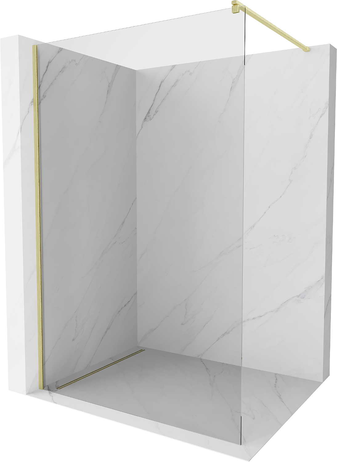 Mexen Kioto ścianka prysznicowa Walk-in 150 x 200 cm, transparent 8 mm, złota szczotkowana - 800-150-101-55-00