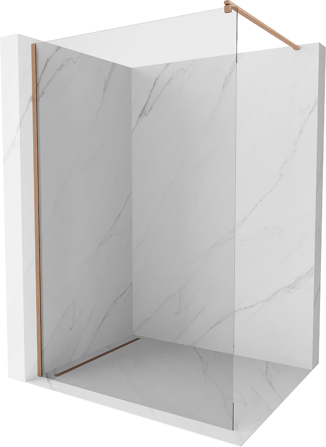 Mexen Kioto ścianka prysznicowa Walk-in 55 x 200 cm, transparent 8 mm, miedź szczotkowana - 800-055-101-65-00