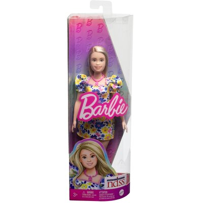 Lalka Barbie Mattel Fashionistas 208 z zespołem Downa ubrana w kwiecistą sukienkę FBR37 (HJT05)