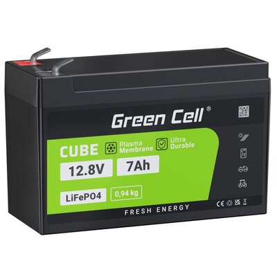 Green cell Akumulator litowo-żelazowo-fosforanowy LiFePO4 Green Cell 12V 12.8V 7Ah do paneli solarnych, kamperów oraz łodzi CAV09