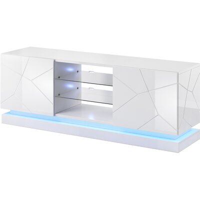 Cama MEBLE MEBLE Szafka RTV QIU 160 MDF biały połysk/ biały połysk