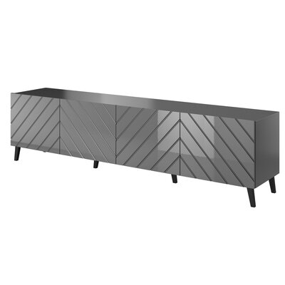 Szafka RTV ABETO 200x42x52 grafit/grafit połysk