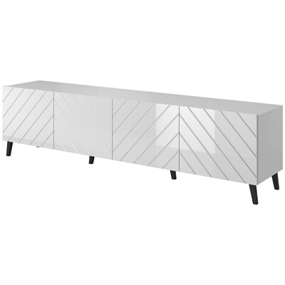 Szafka RTV ABETO 200x42x52 biały/biały połysk