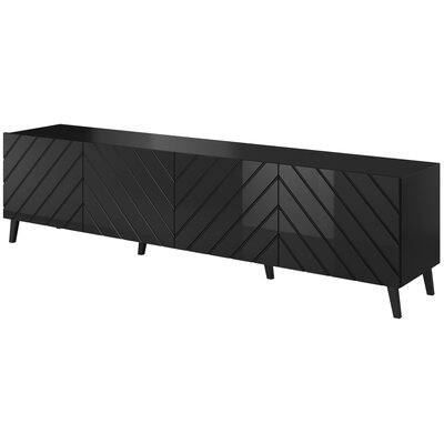Szafka RTV ABETO 200x42x52 czarny/czarny połysk