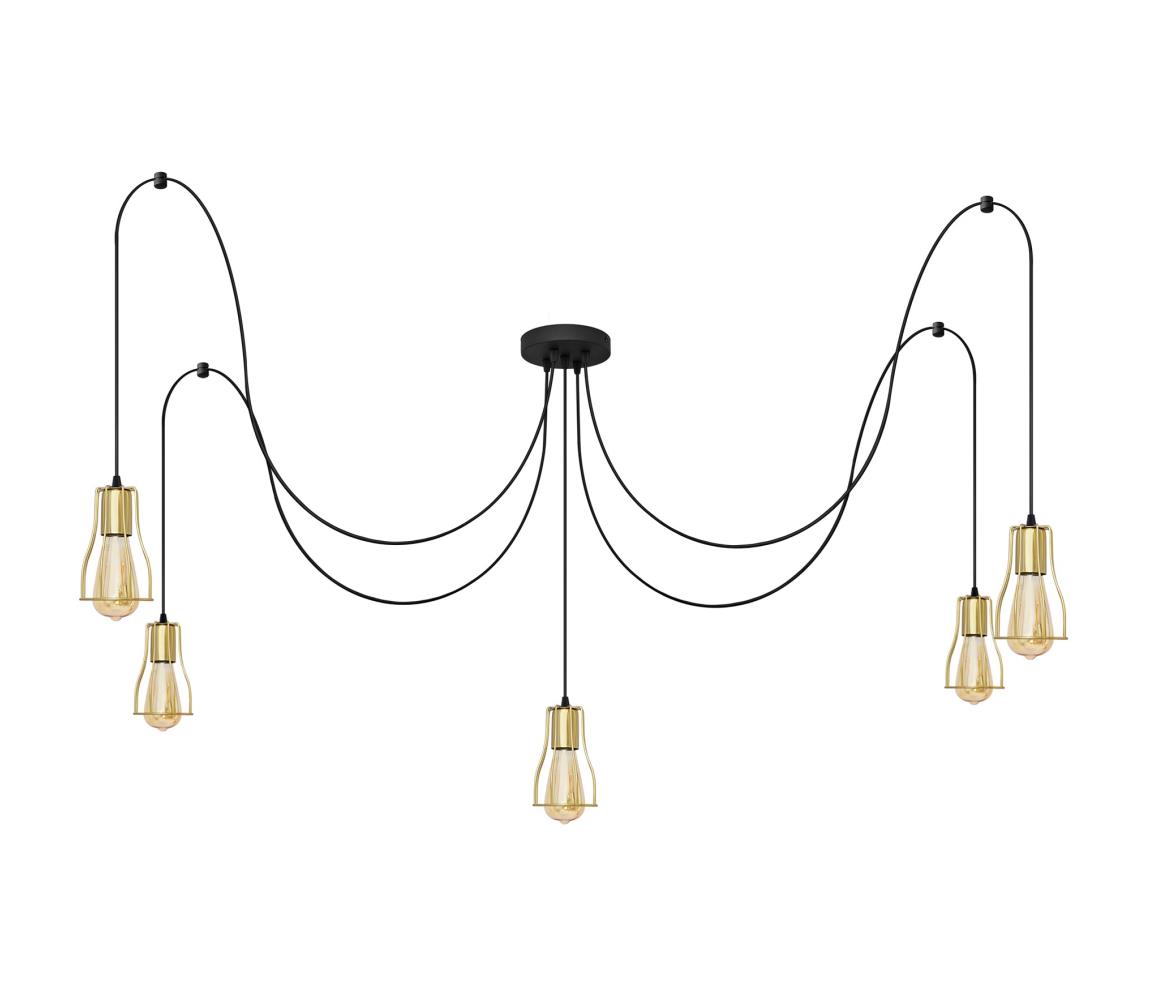 Żyrandol na lince TUBE LONG 5xE27/15W/230V czarny/złoty