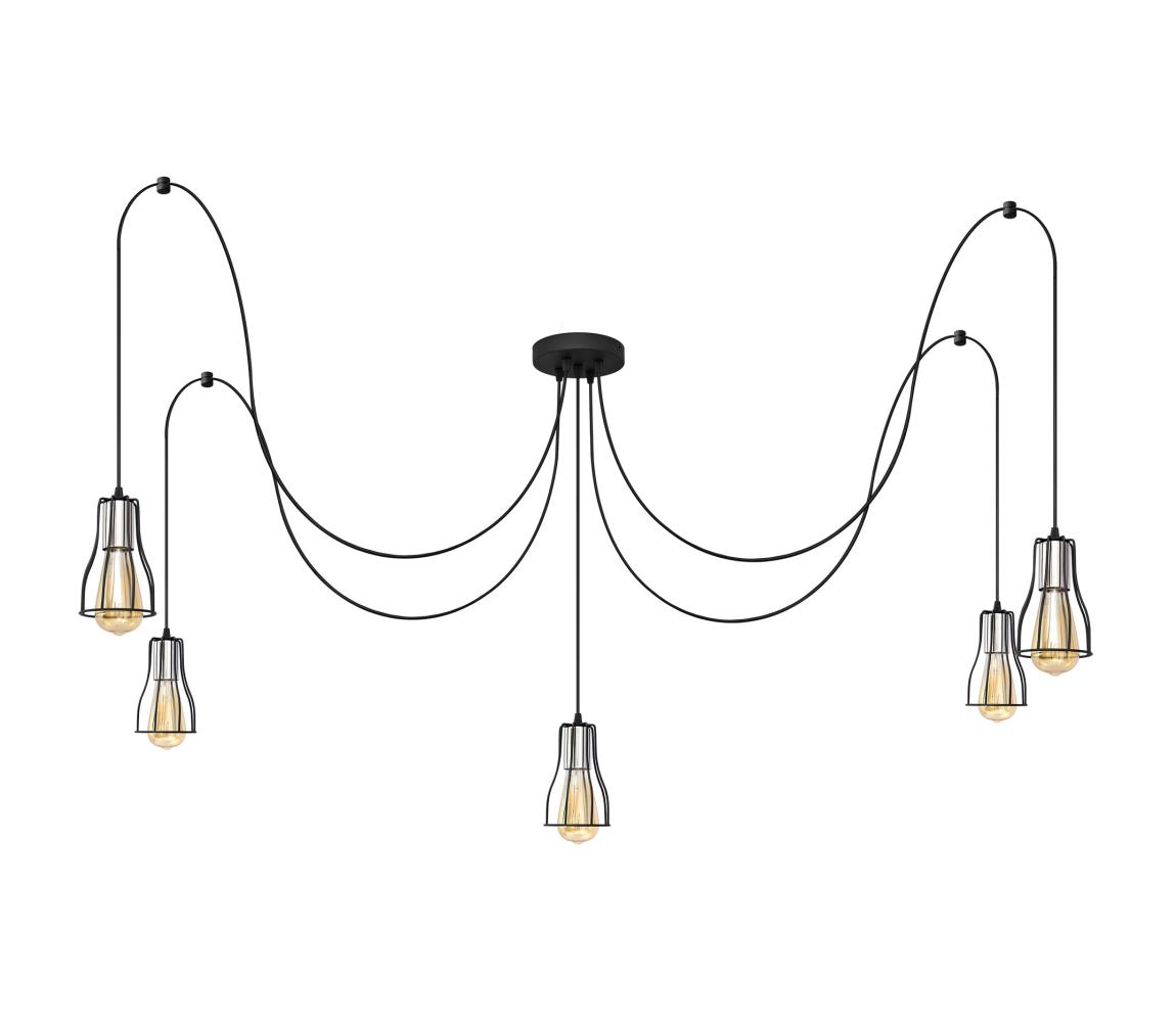 Żyrandol na lince TUBE LONG 5xE27/15W/230V czarny/chrom