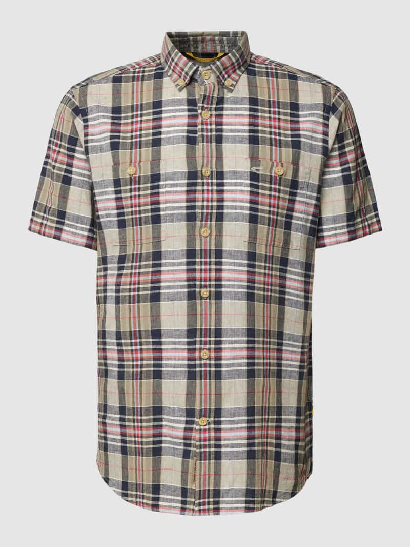 Koszula casualowa z mieszanki lnu i bawełny z kołnierzykiem typu button down