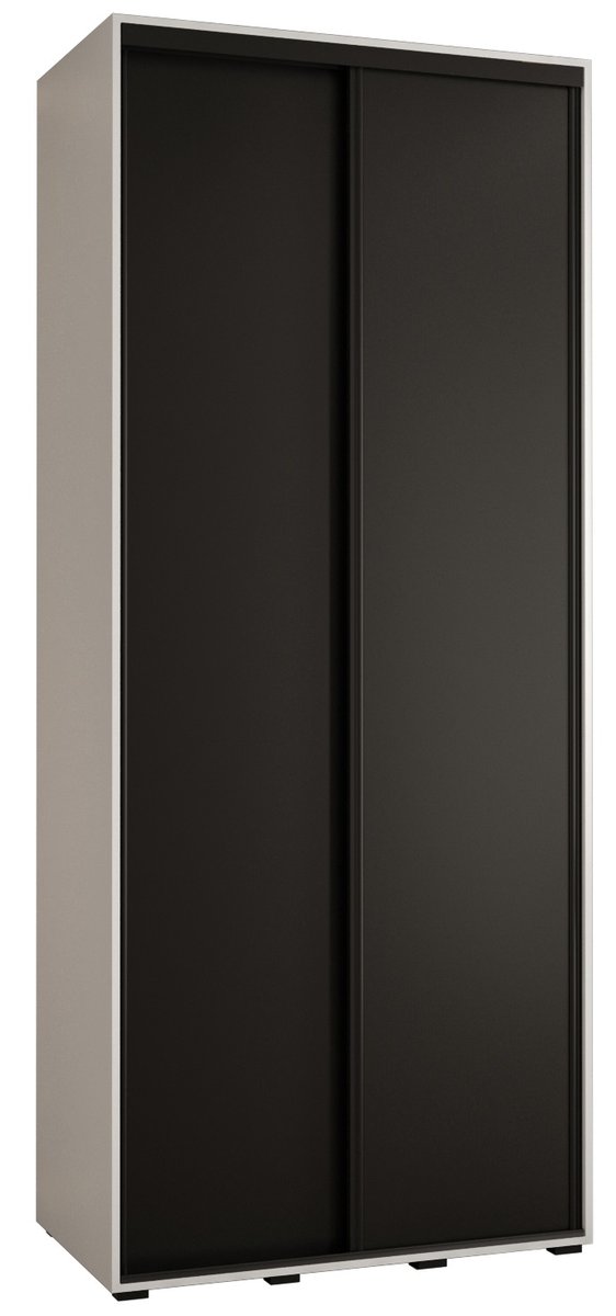 Szafa przesuwna wysoka Davos 1 120 gł. 60 biały + czarny + czarny / Abiks Meble