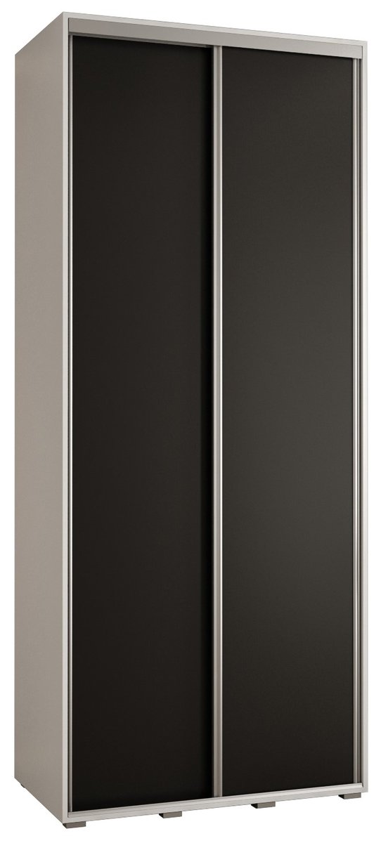 Szafa przesuwna wysoka Davos 1 120 gł. 45 biały + czarny + srebrny / Abiks Meble