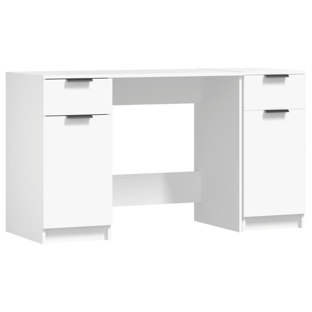 Eleganckie biurko z szafką boczną - białe, 100x50x