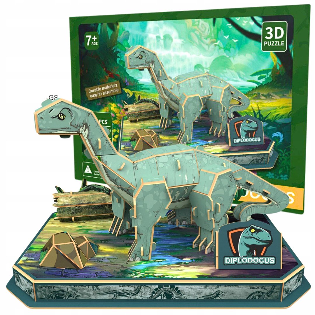 Puzzle 3D Edukacyjne Diplodocus Pradawny Świat Premium Dzieci Dorośli 41el.