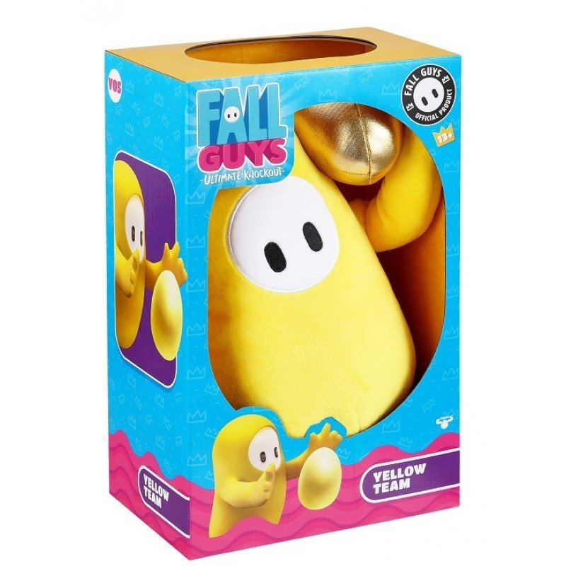 Fall Guys duża solidna maskotka pluszowa Yellow Team ze złotą piłką 30 cm oryginalna maskotka z gry dla fanów 13+