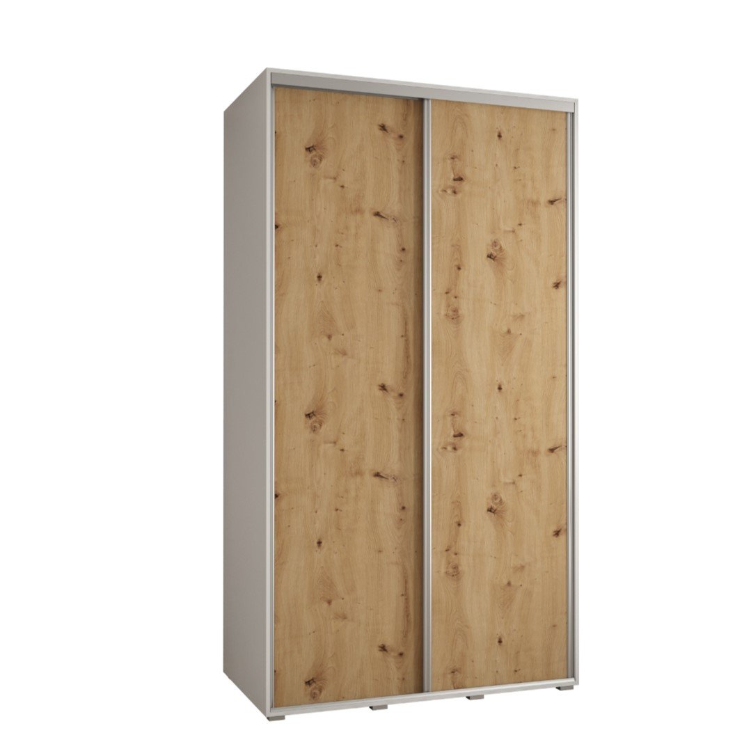 Szafa przesuwna wysoka Davos 1 130 gł. 45 biały + artisan + srebrny / Abiks Meble