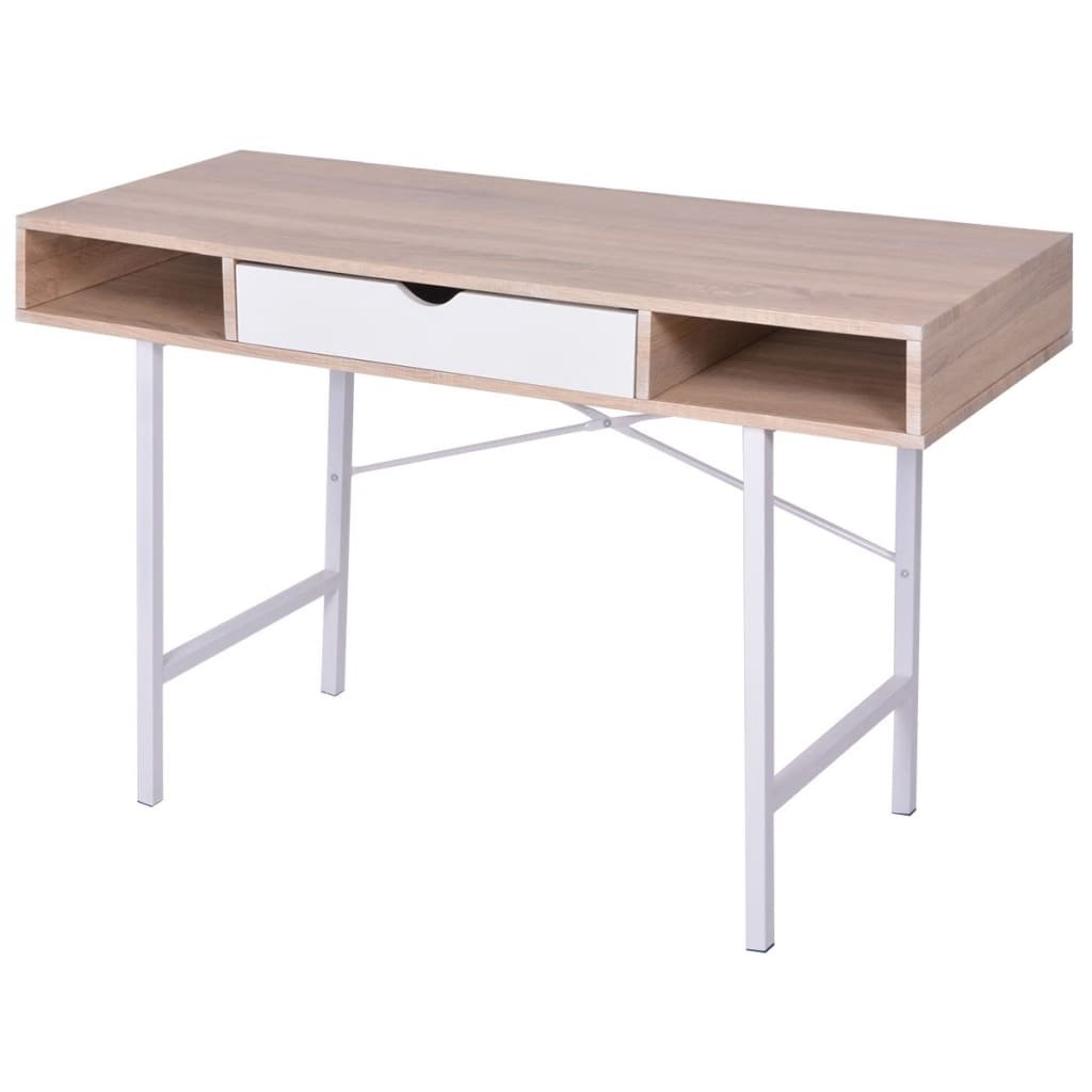 Funkcjonalne biurko 120x48x77 cm dąb/biały MDF+met