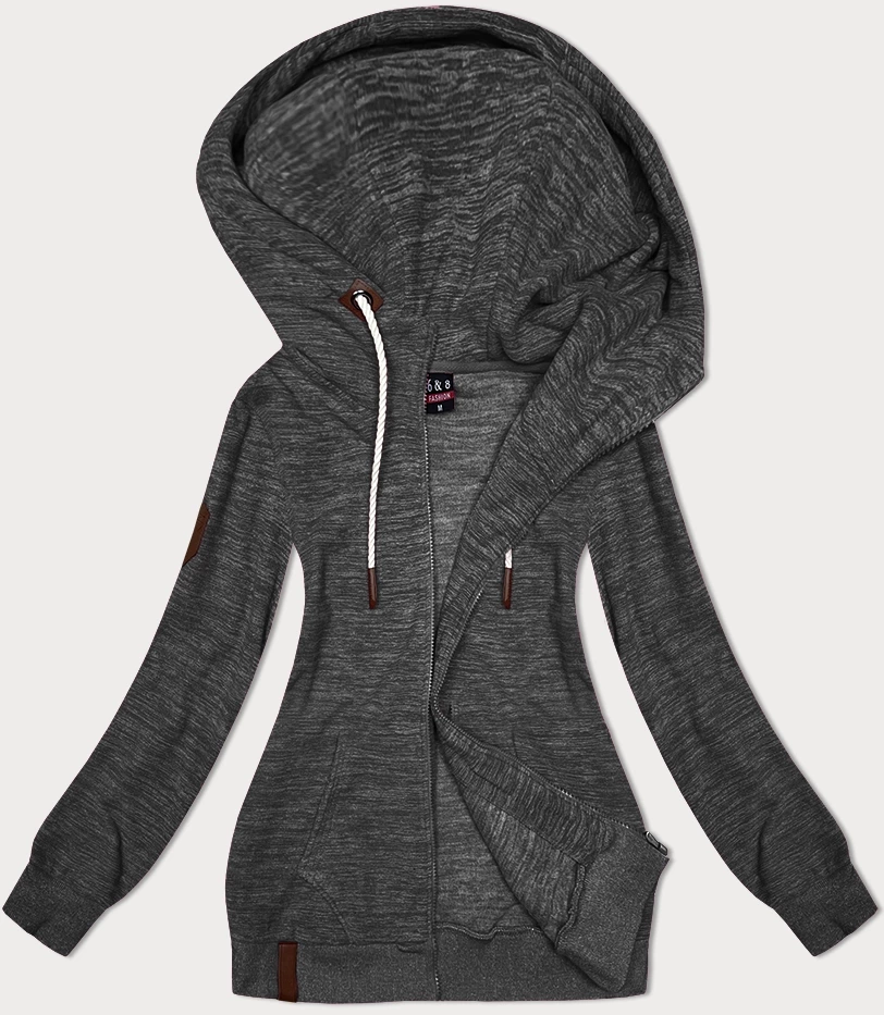Damska polarowa bluza z kapturem grafit melanż (2312) - 6&8 Fashion