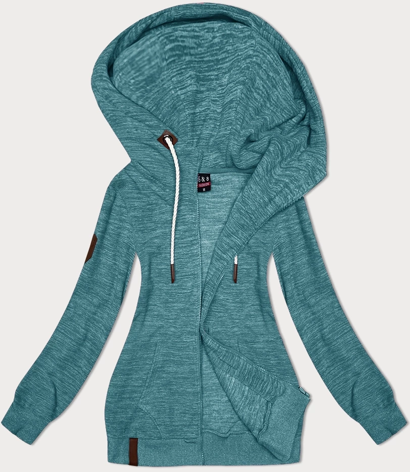 Damska polarowa bluza z kapturem ciemny niebieski melanż (2312) - 6&8 Fashion