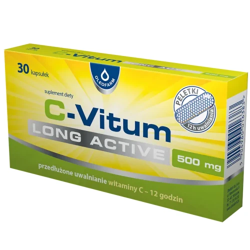 Oleofarm C-Vitum Long Active 500 mg witamina C o przedłużonym uwalnianiu 30 kapsułek 3713941